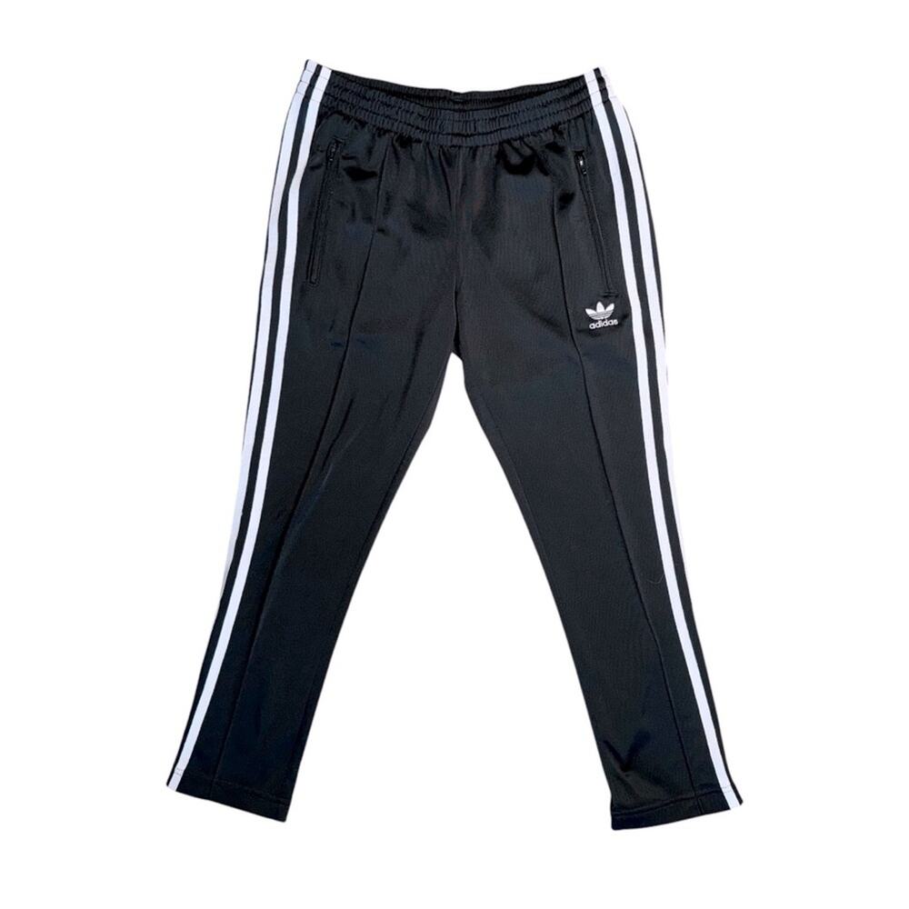ADIDAS Boys Black White Elastic Waist Athletic Track Pants